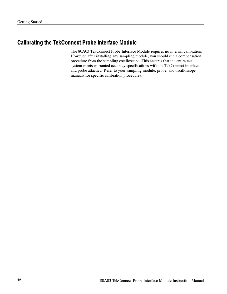 Calibrating the tekconnect probe interface module | Tektronix TekConnect Probe Interface Module 80A03 User Manual | Page 22 / 42