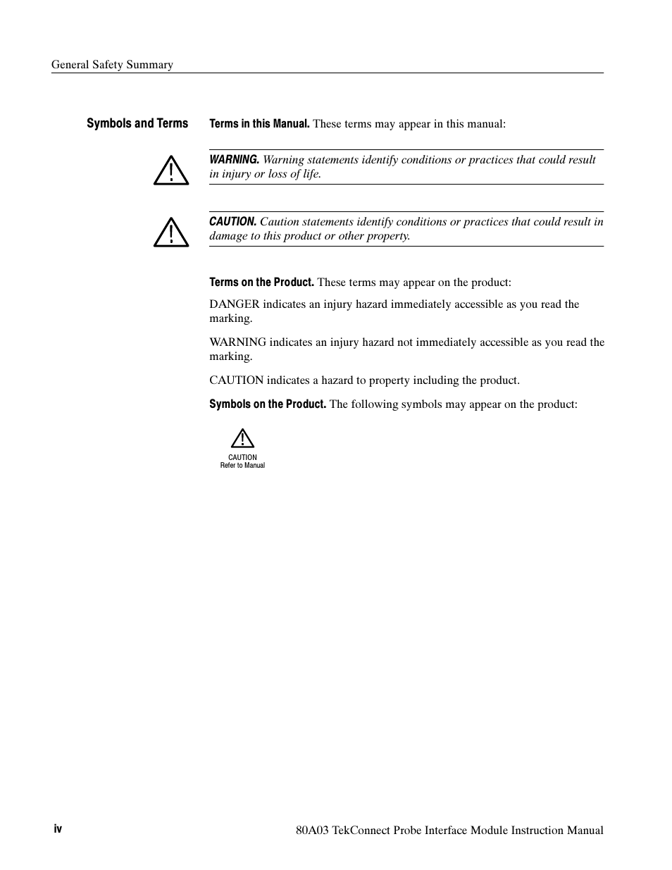 Tektronix TekConnect Probe Interface Module 80A03 User Manual | Page 8 / 42