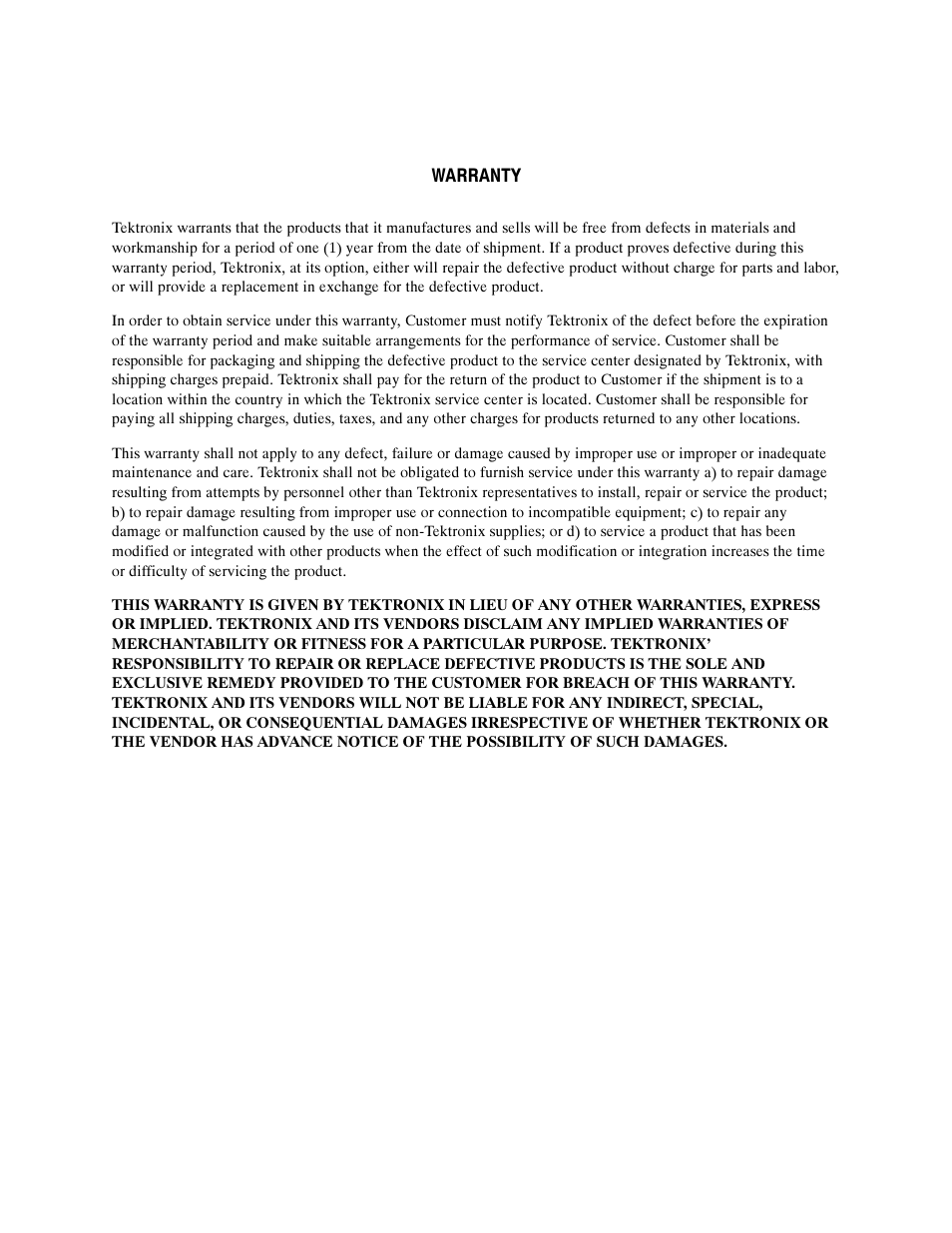 Warranty | Tektronix P6723 User Manual | Page 3 / 38