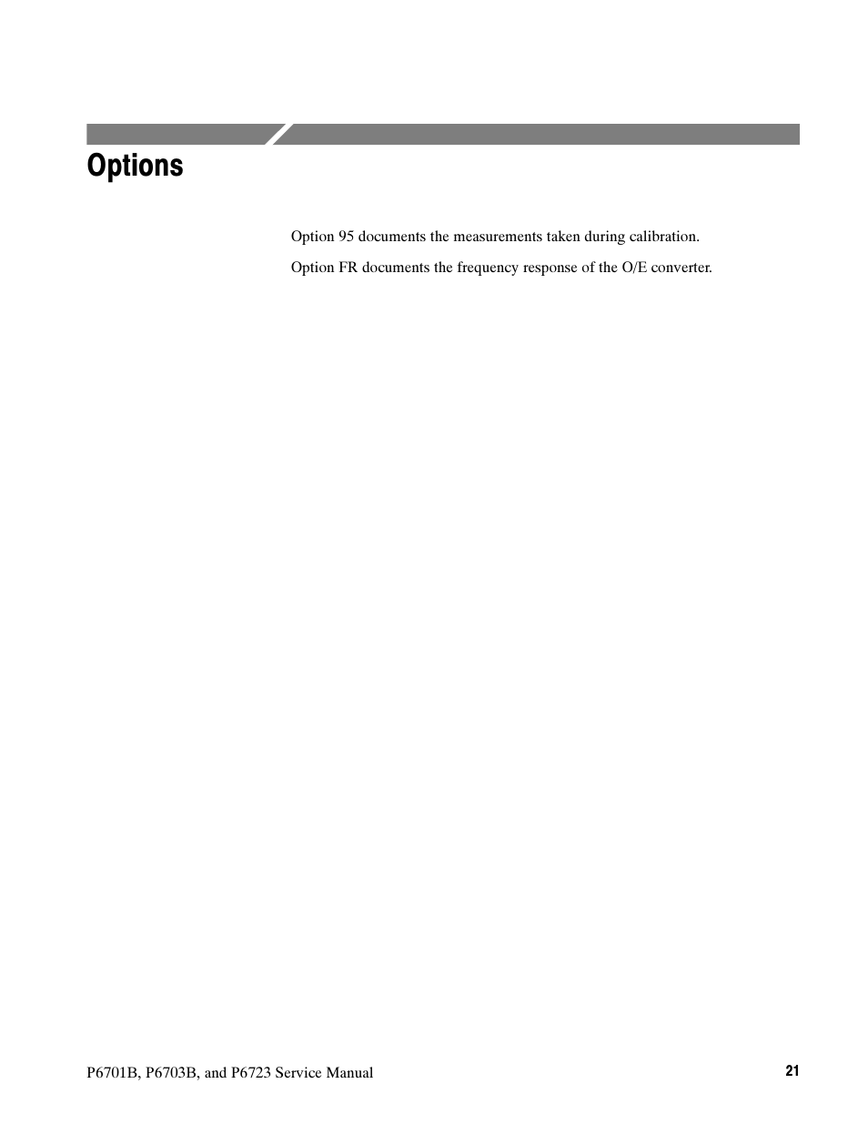 Options | Tektronix P6723 User Manual | Page 31 / 38