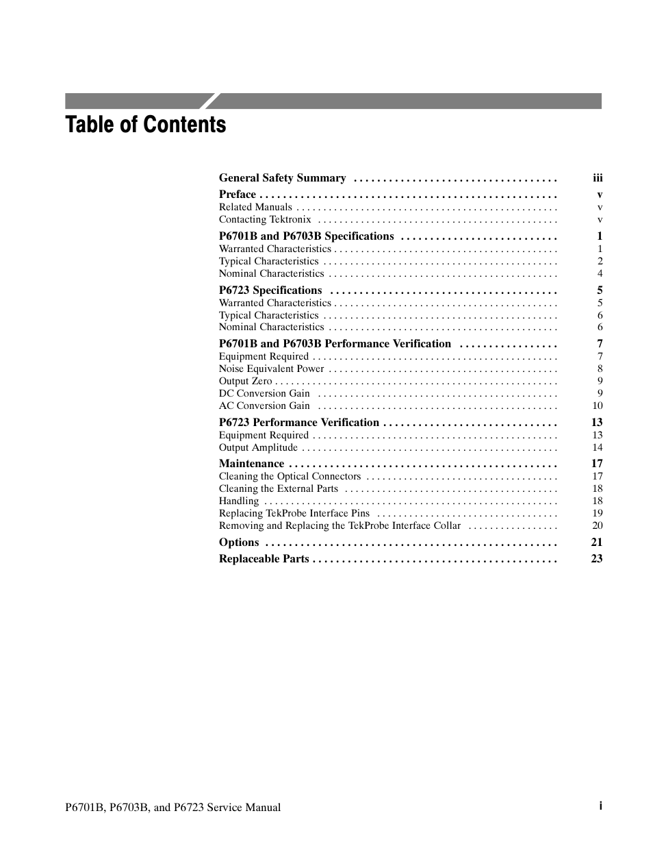 Tektronix P6723 User Manual | Page 5 / 38