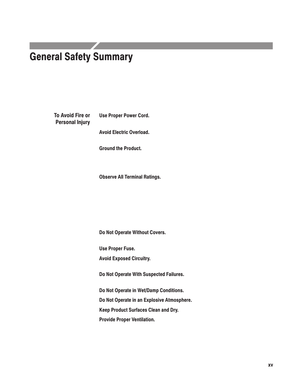 General safety summary | Tektronix AWG610 User Manual | Page 19 / 466