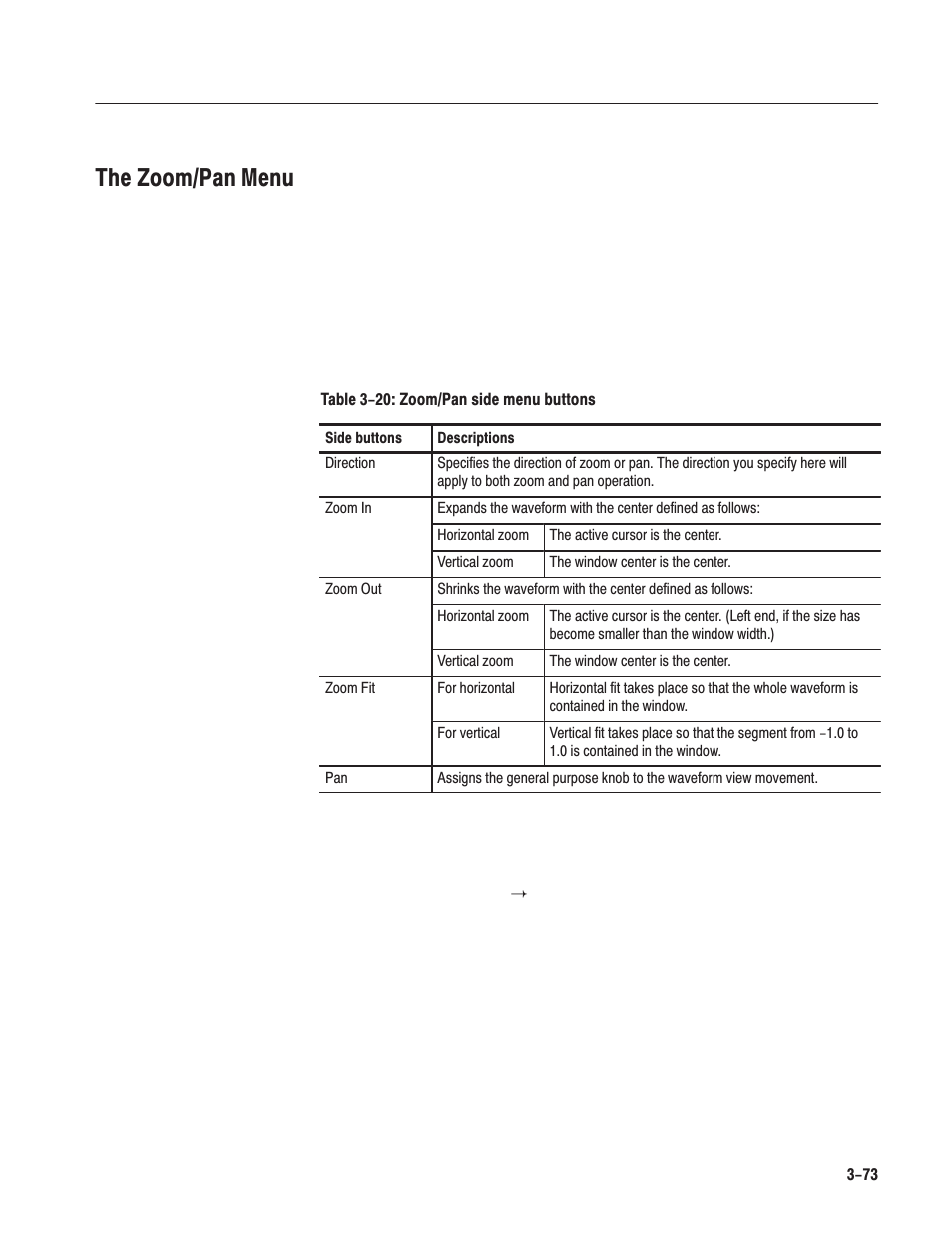 The zoom/pan menu | Tektronix AWG610 User Manual | Page 191 / 466