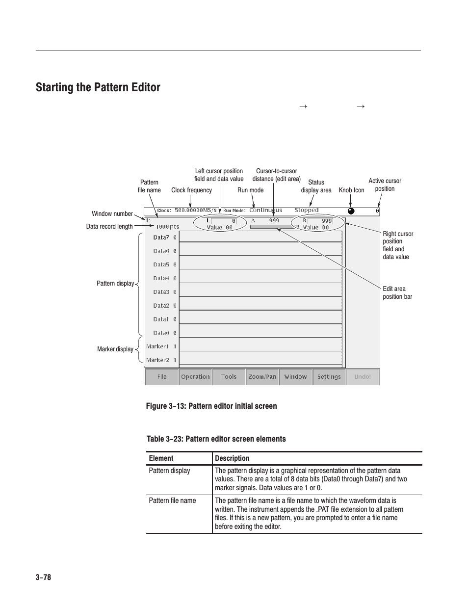 Starting the pattern editor | Tektronix AWG610 User Manual | Page 196 / 466