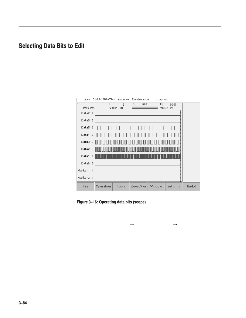 Selecting data bits to edit | Tektronix AWG610 User Manual | Page 202 / 466