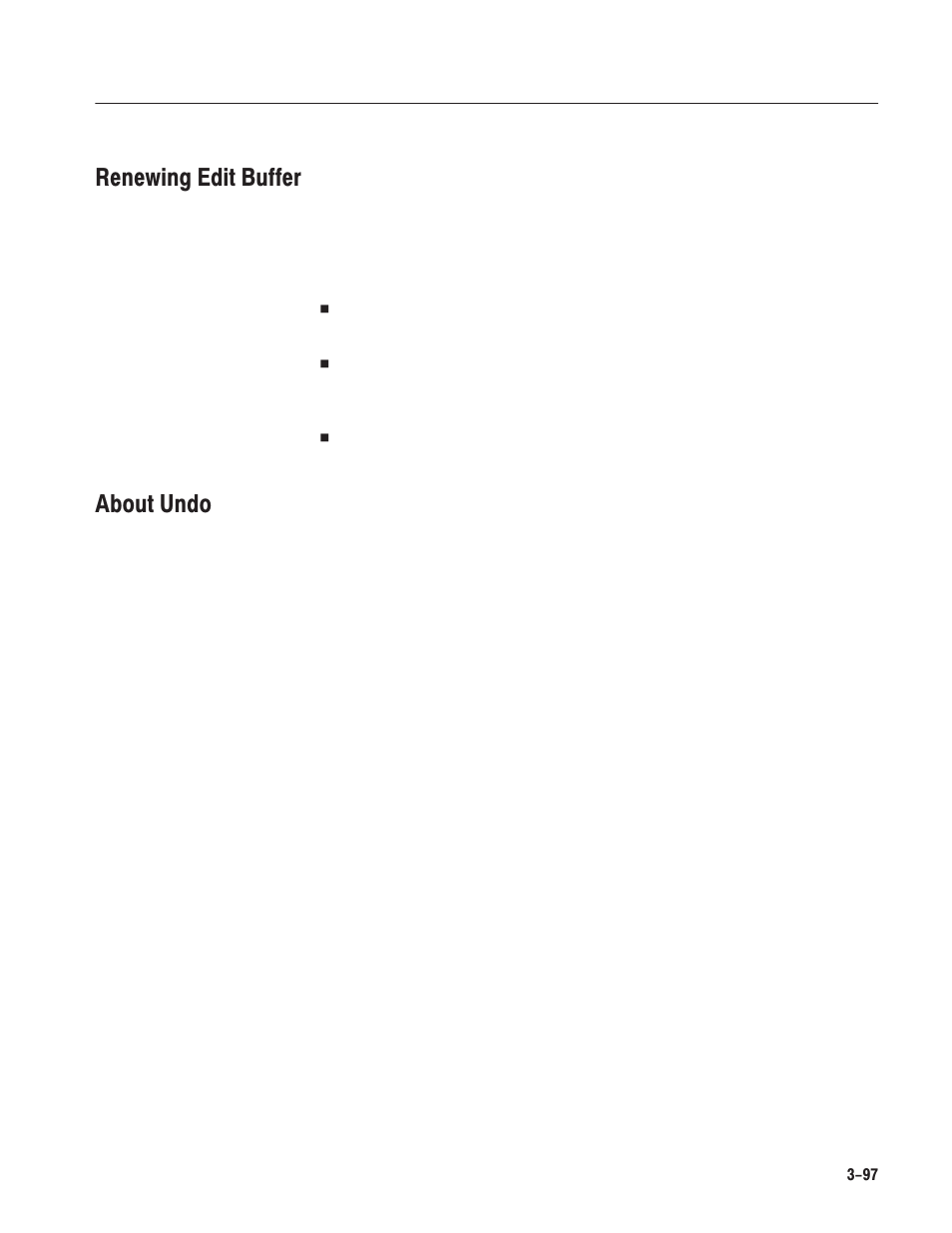 Renewing edit buffer, About undo | Tektronix AWG610 User Manual | Page 215 / 466