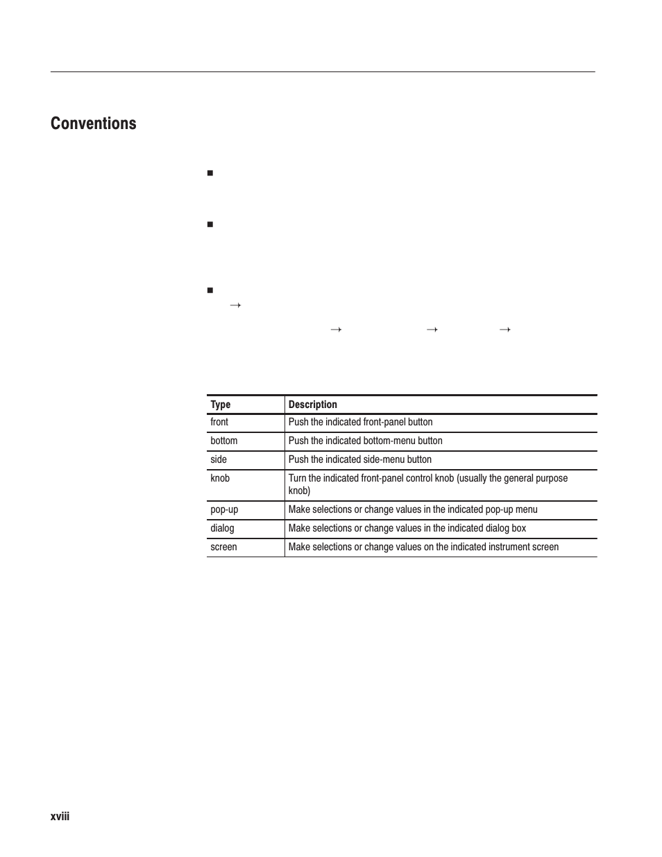 Conventions | Tektronix AWG610 User Manual | Page 22 / 466