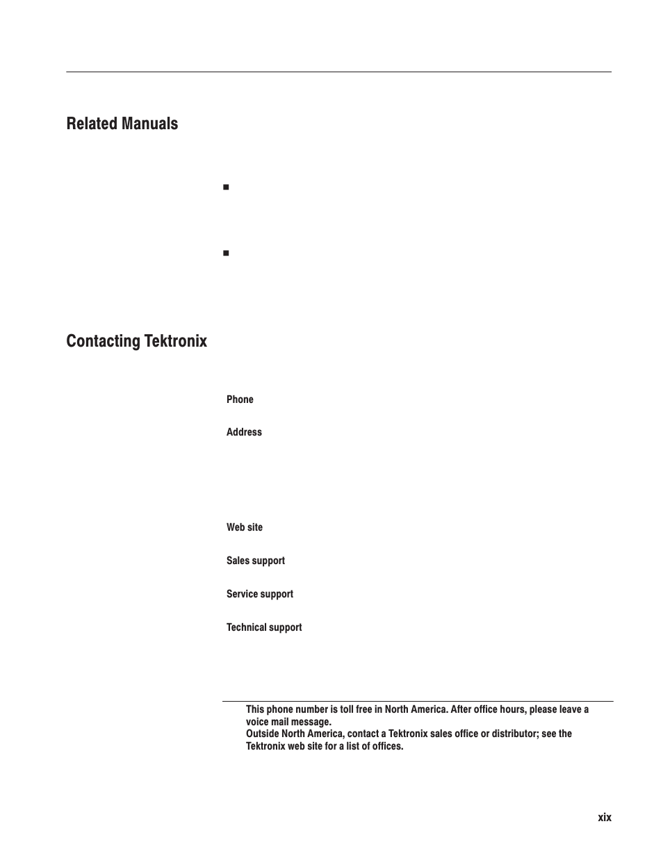Related manuals, Contacting tektronix | Tektronix AWG610 User Manual | Page 23 / 466