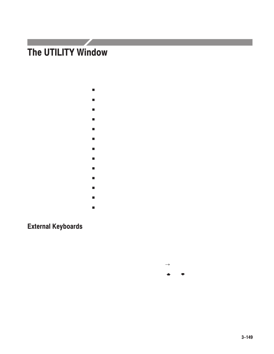 The utility window, External keyboards | Tektronix AWG610 User Manual | Page 267 / 466