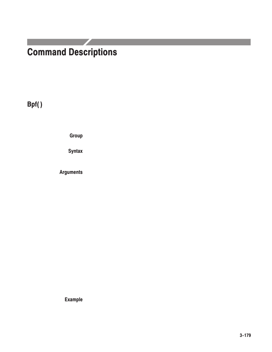 Command descriptions, Bpf( ) | Tektronix AWG610 User Manual | Page 297 / 466