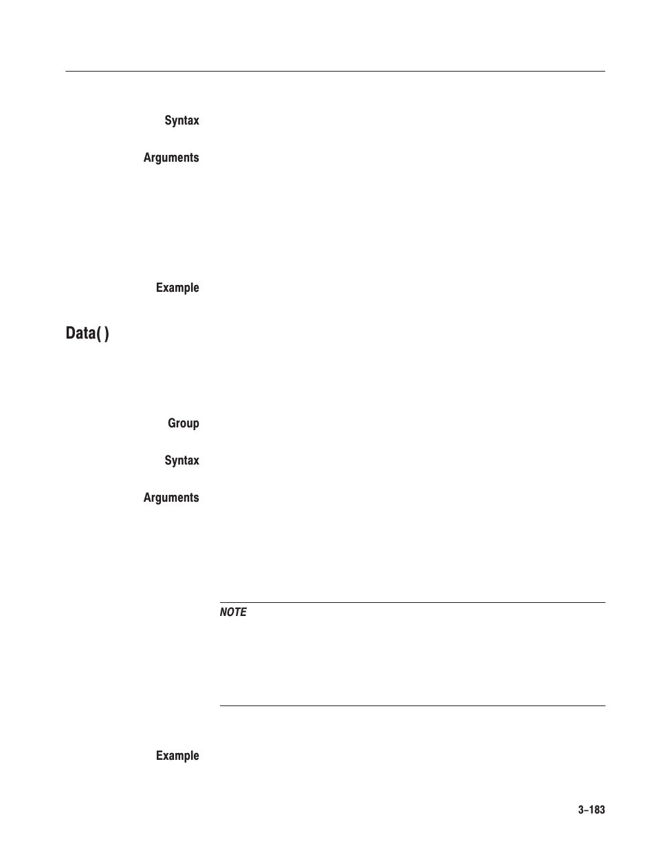 Data( ) | Tektronix AWG610 User Manual | Page 301 / 466