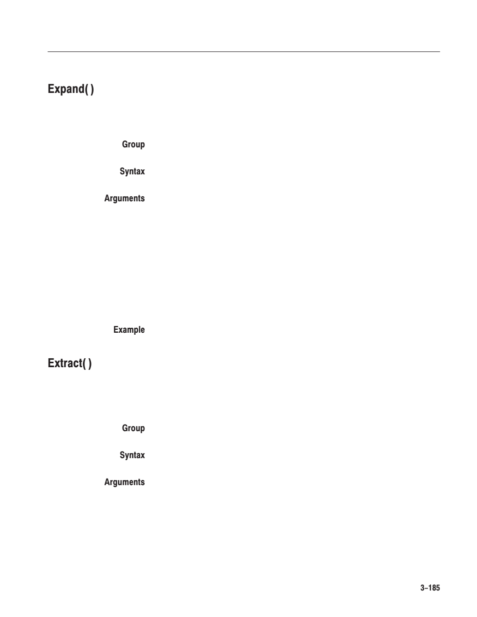 Expand( ), Extract( ) | Tektronix AWG610 User Manual | Page 303 / 466