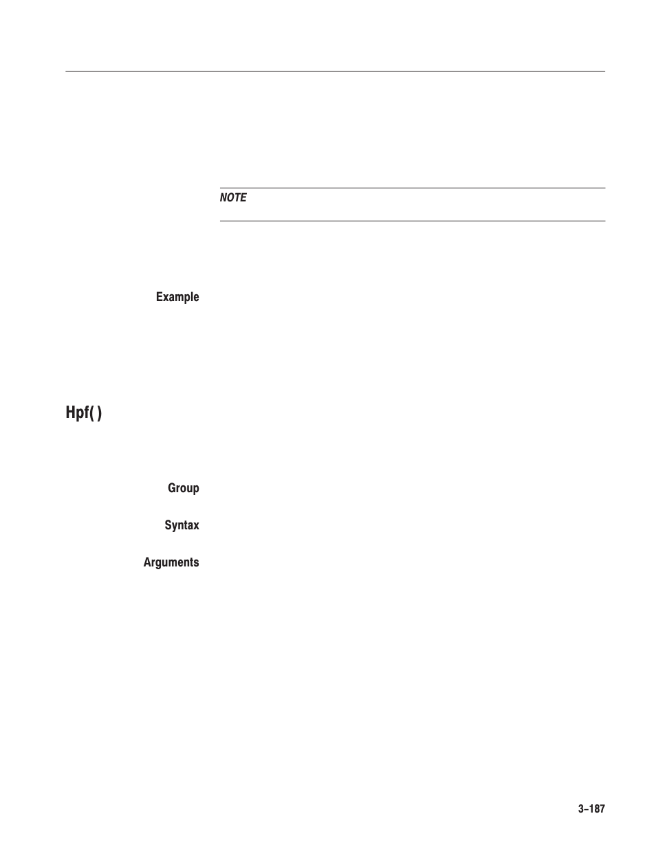 Hpf( ) | Tektronix AWG610 User Manual | Page 305 / 466