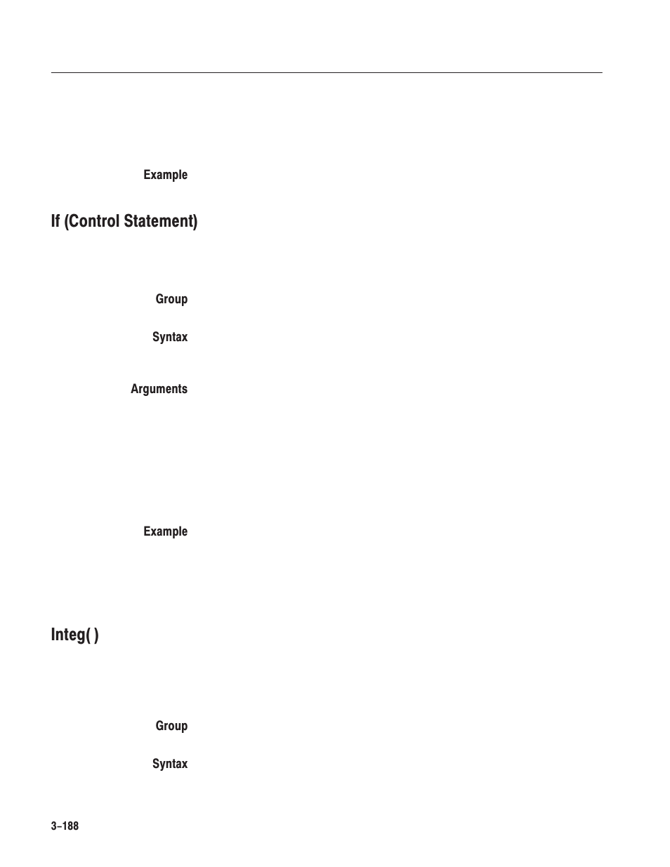 If (control statement), Integ( ) | Tektronix AWG610 User Manual | Page 306 / 466