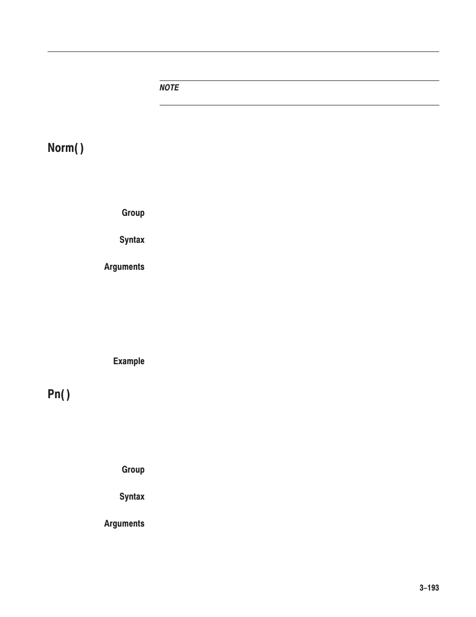 Norm( ), Pn( ) | Tektronix AWG610 User Manual | Page 311 / 466