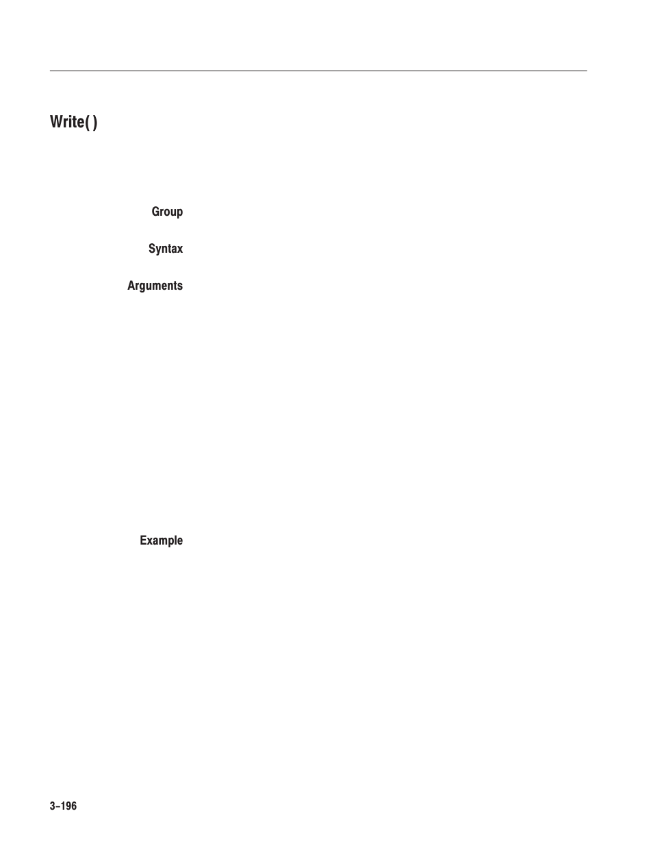 Write( ) | Tektronix AWG610 User Manual | Page 314 / 466