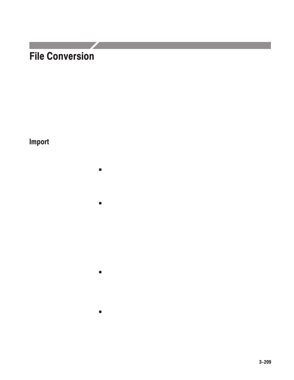 File conversion, Import | Tektronix AWG610 User Manual | Page 327 / 466