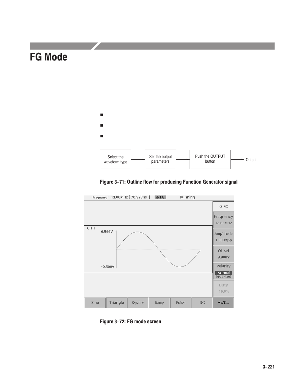 Fg mode | Tektronix AWG610 User Manual | Page 339 / 466