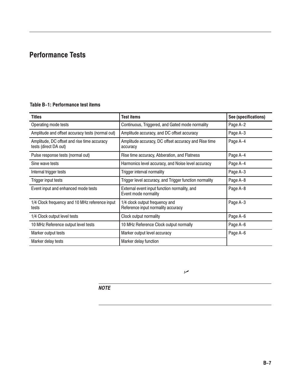 Performance tests | Tektronix AWG610 User Manual | Page 367 / 466