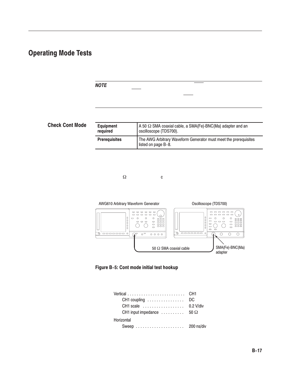 Operating mode tests | Tektronix AWG610 User Manual | Page 377 / 466