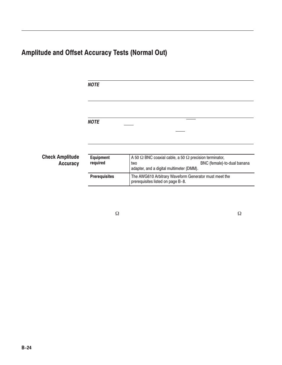 Amplitude and offset accuracy tests (normal out) | Tektronix AWG610 User Manual | Page 384 / 466