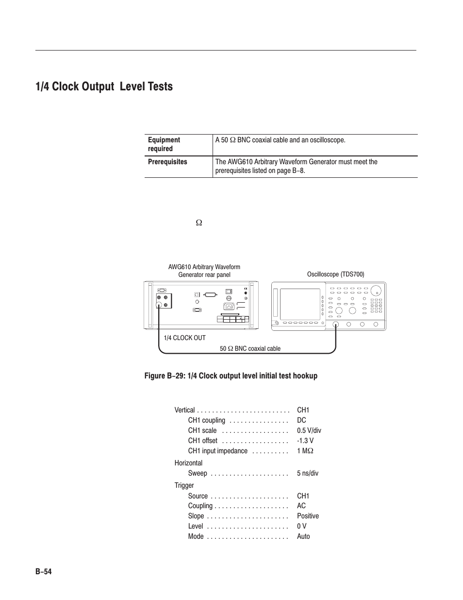 1/4 clock output ălevelătests | Tektronix AWG610 User Manual | Page 414 / 466