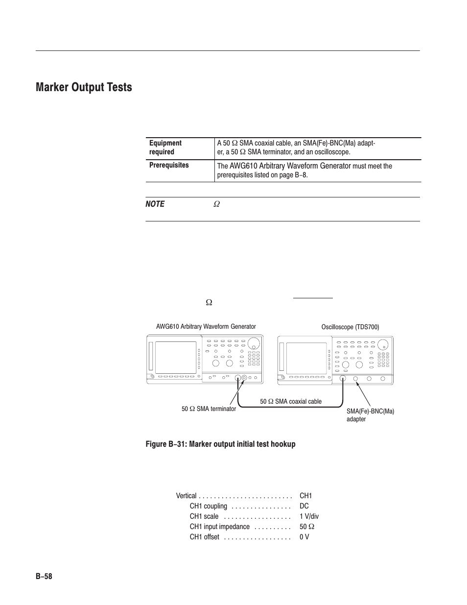 Marker output tests | Tektronix AWG610 User Manual | Page 418 / 466