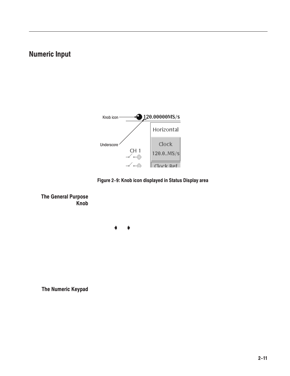 Numeric input | Tektronix AWG610 User Manual | Page 49 / 466