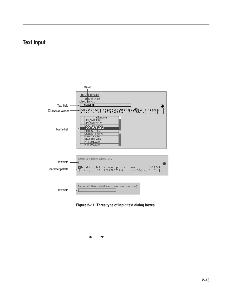 Text input | Tektronix AWG610 User Manual | Page 51 / 466