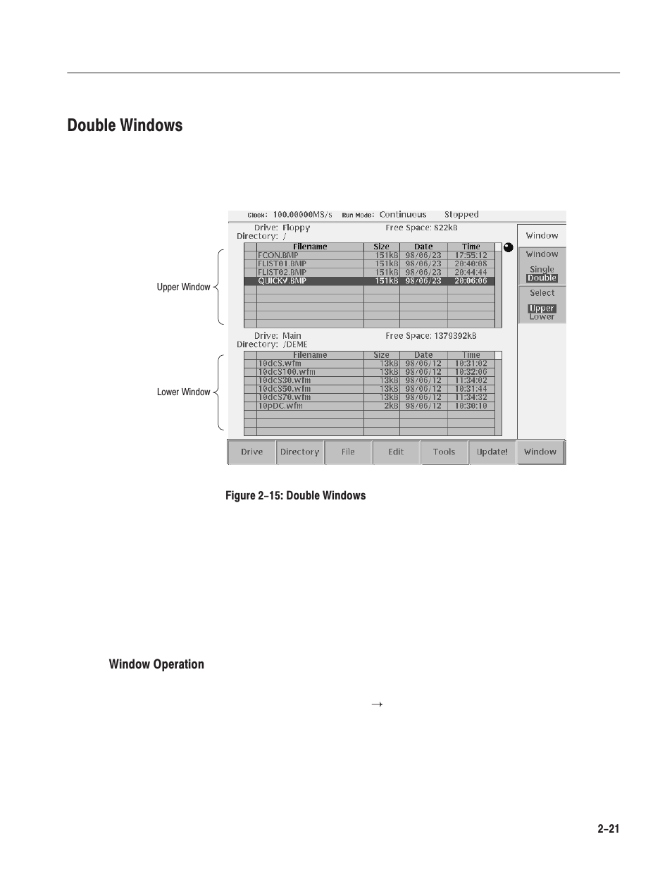 Double windows | Tektronix AWG610 User Manual | Page 59 / 466