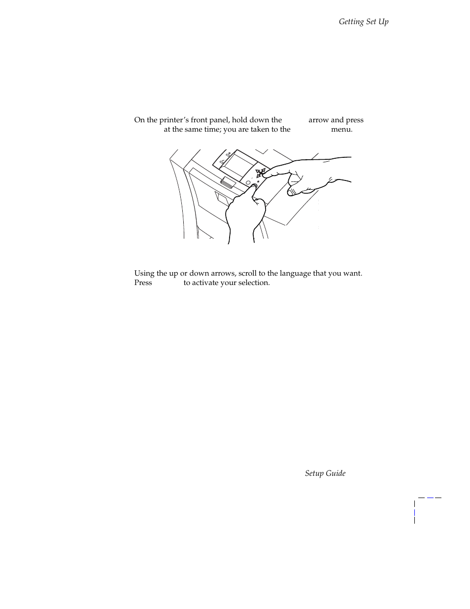 Select a front panel language | Tektronix Phaser 840 Color Printer 071-0389-00 User Manual | Page 29 / 41