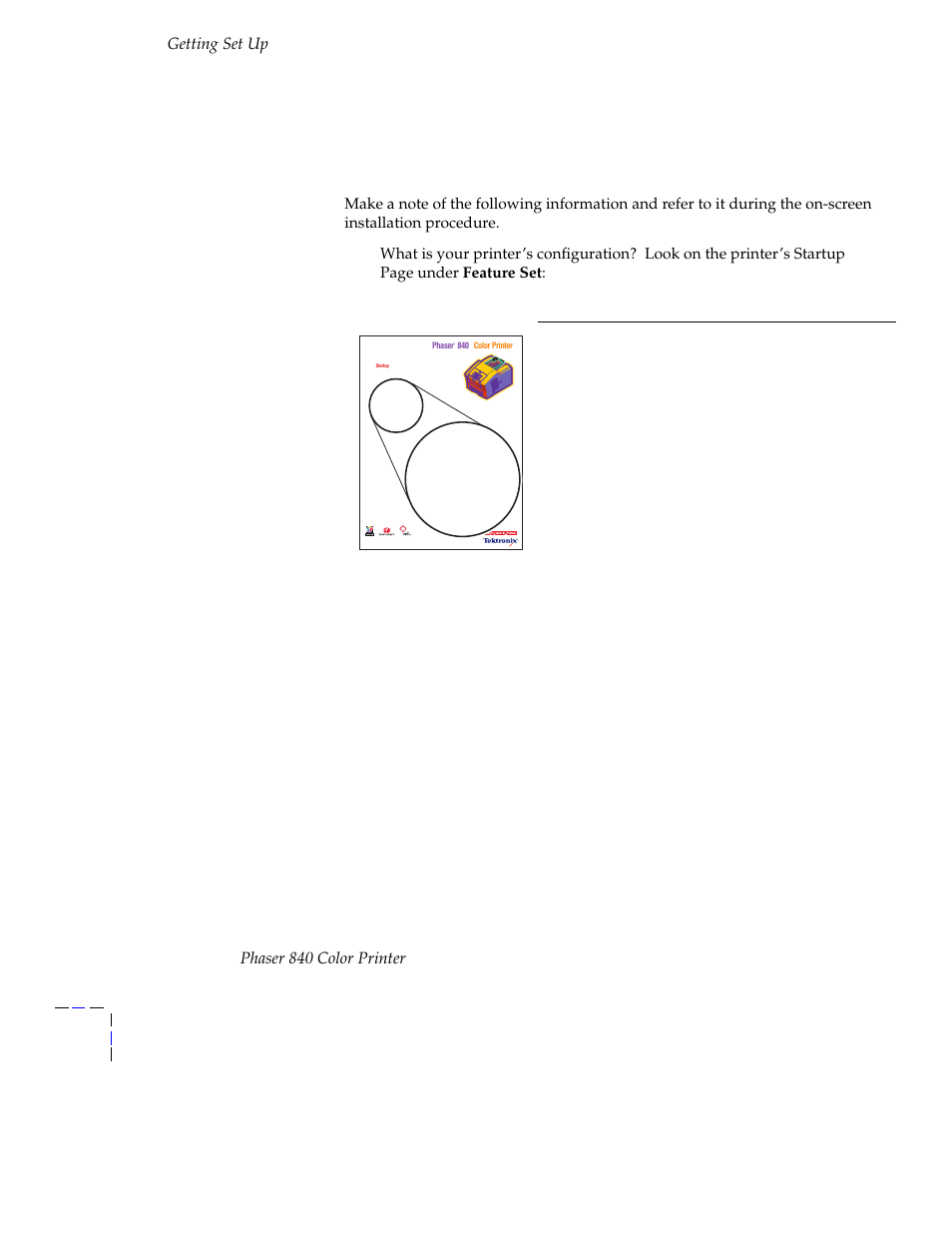 Macintosh software, Before you begin, Getting set up | Phaser 840 color printer | Tektronix Phaser 840 Color Printer 071-0389-00 User Manual | Page 36 / 41