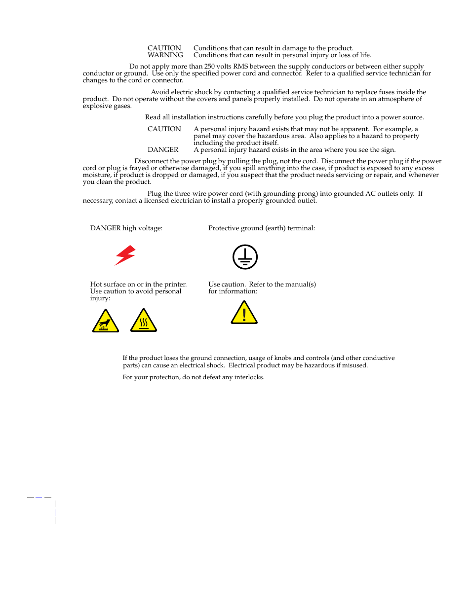 User safety summary | Tektronix Phaser 840 Color Printer 071-0389-00 User Manual | Page 6 / 41