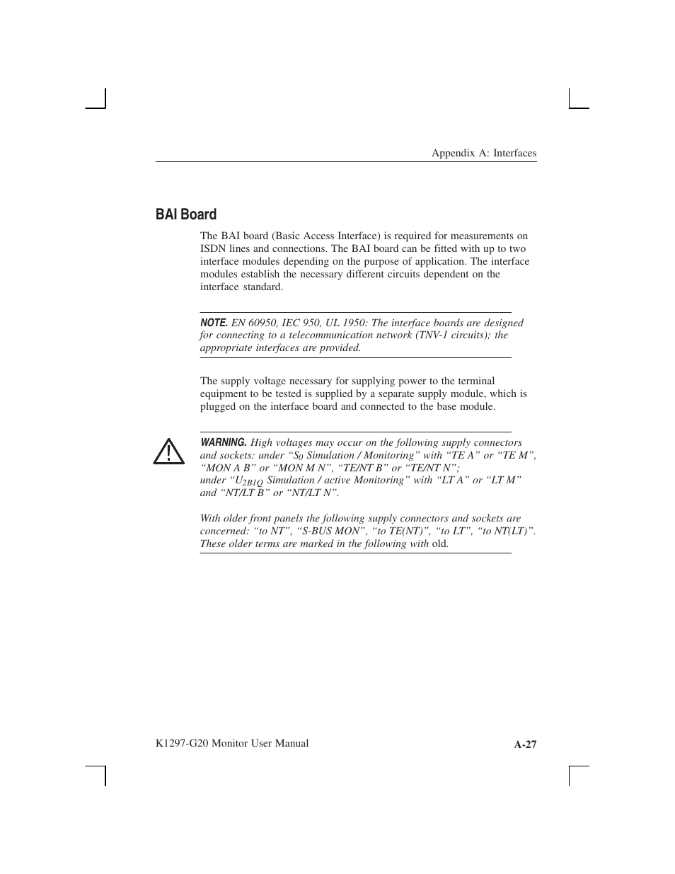 Bai board, A-27 | Tektronix K1297-G20 User Manual | Page 127 / 198