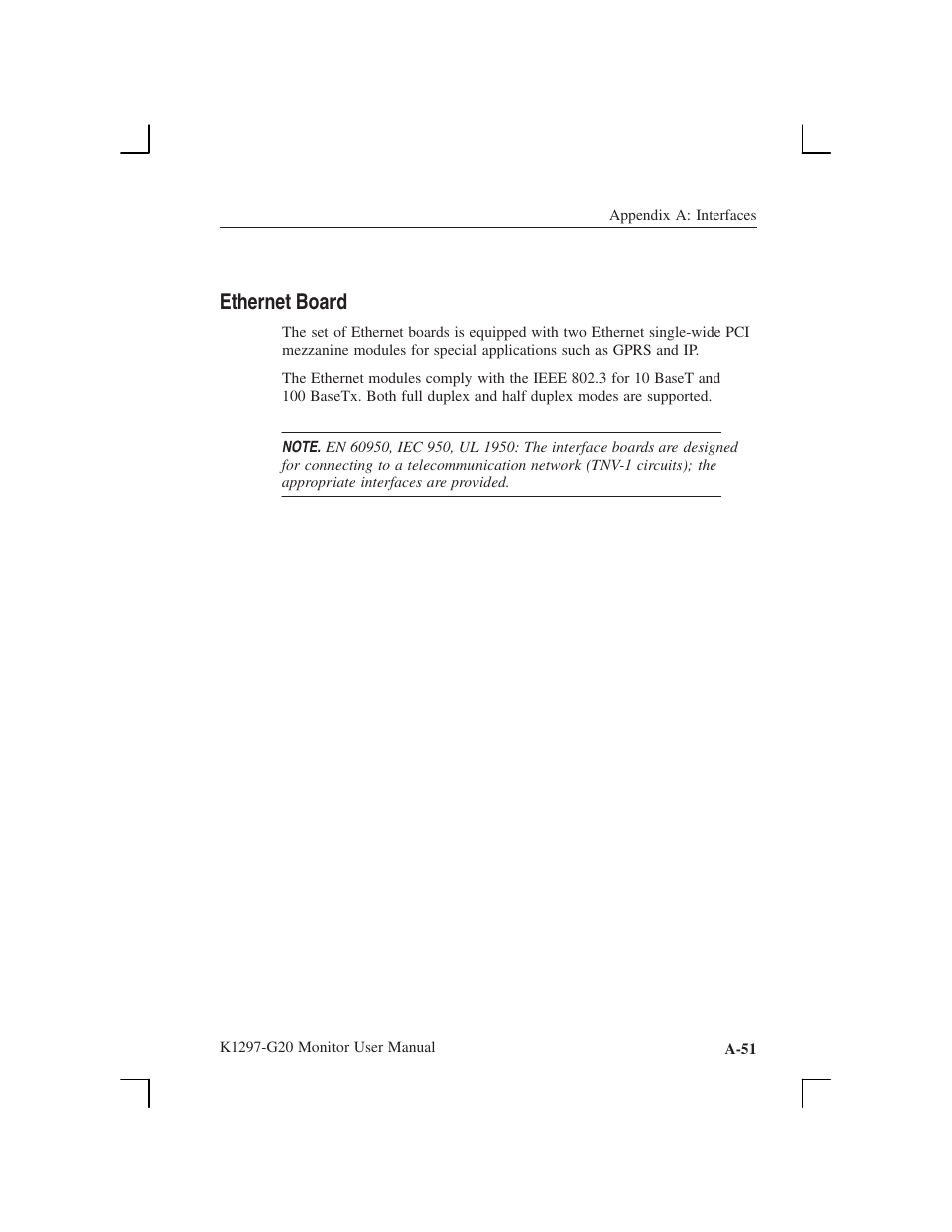 Ethernet board, A-51 | Tektronix K1297-G20 User Manual | Page 151 / 198