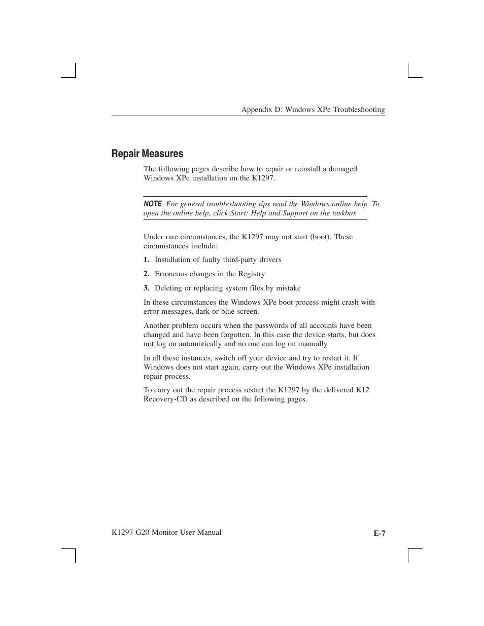 Repair measures | Tektronix K1297-G20 User Manual | Page 185 / 198