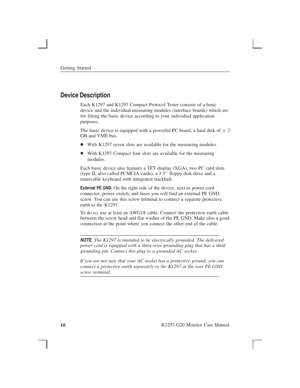 Device description | Tektronix K1297-G20 User Manual | Page 22 / 198