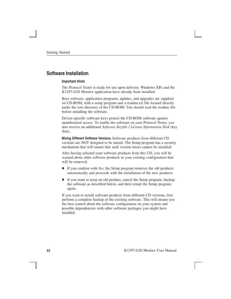 Software installation | Tektronix K1297-G20 User Manual | Page 54 / 198