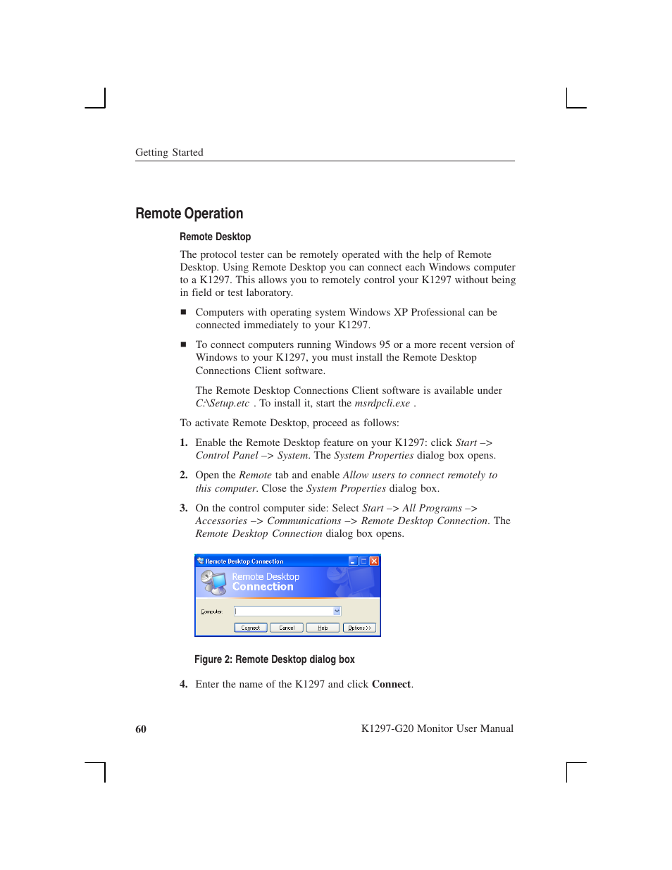 Remote operation | Tektronix K1297-G20 User Manual | Page 72 / 198