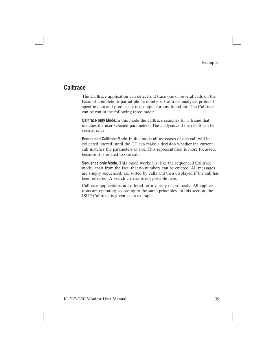 Calltrace | Tektronix K1297-G20 User Manual | Page 91 / 198