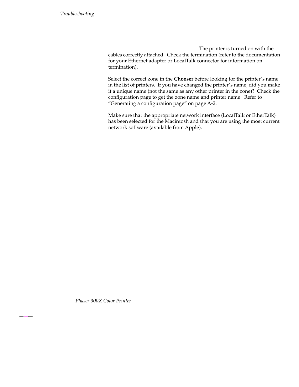 Network problems, Network problems 6-20 | Tektronix Phaser 300X User Manual | Page 129 / 175