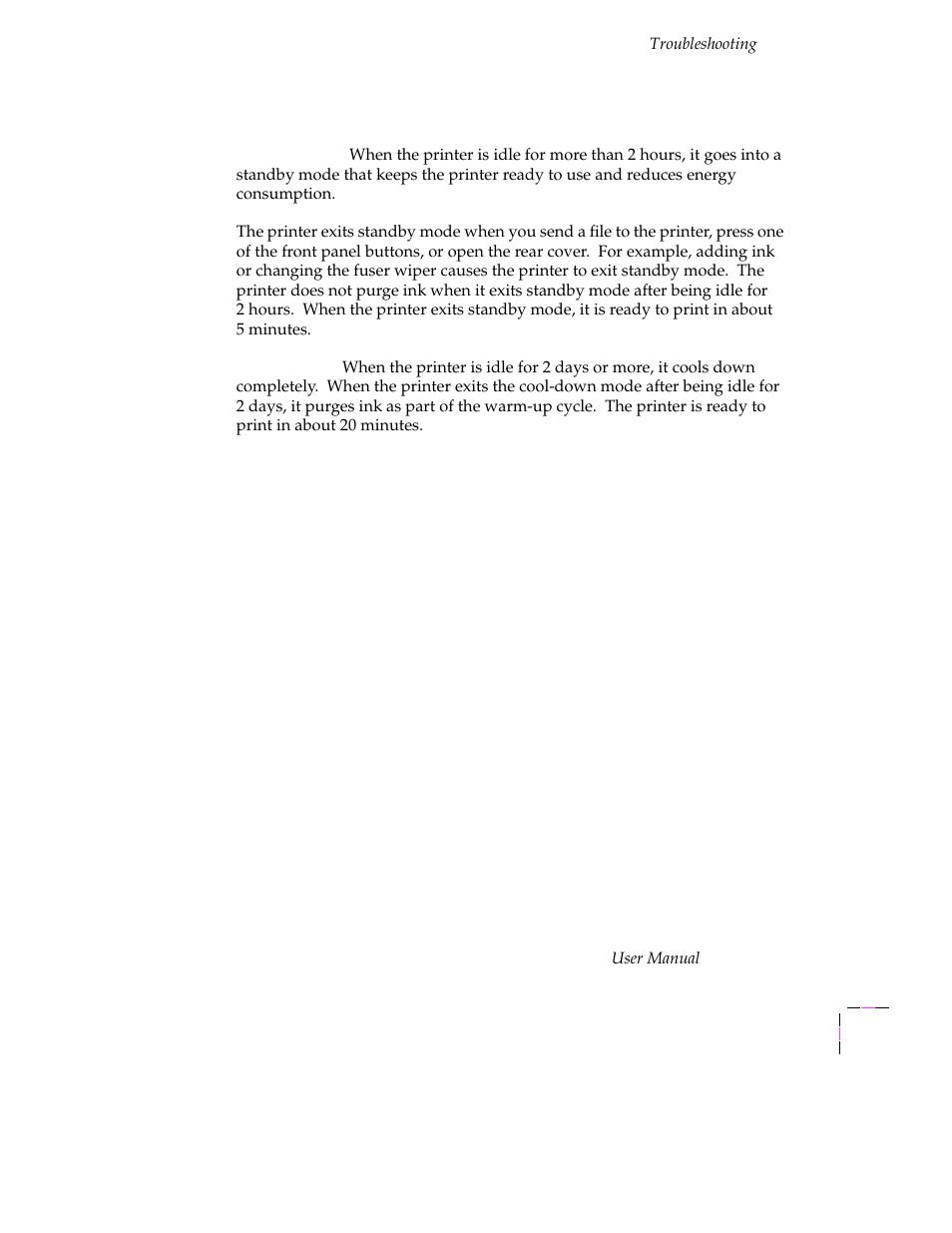 Printer standby modes | Tektronix Phaser 300X User Manual | Page 132 / 175