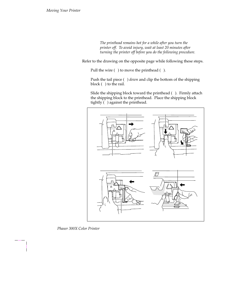 Reinstalling the shipping block, Reinstalling the shipping block c-2 | Tektronix Phaser 300X User Manual | Page 163 / 175