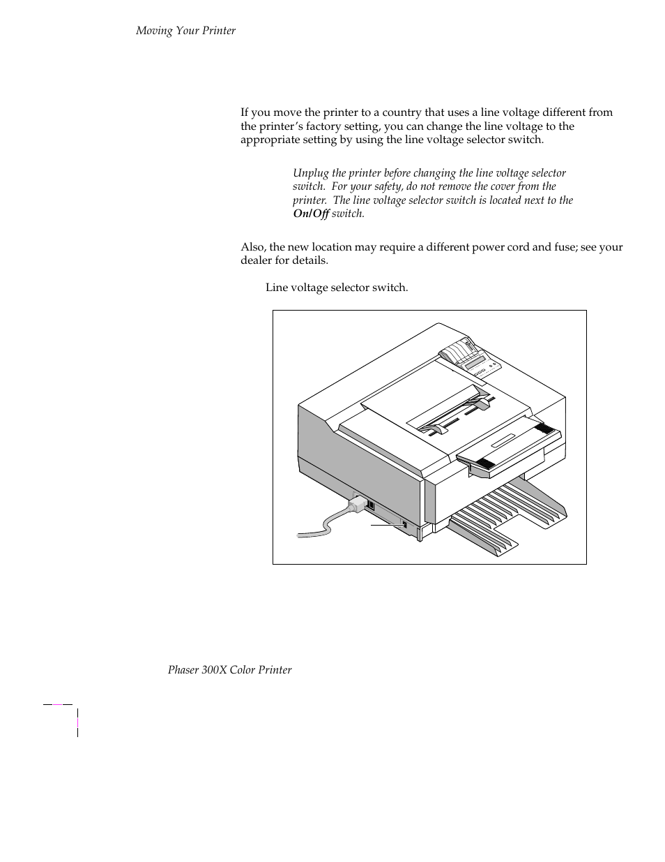 Changing line voltage, Changing line voltage c-4 | Tektronix Phaser 300X User Manual | Page 165 / 175