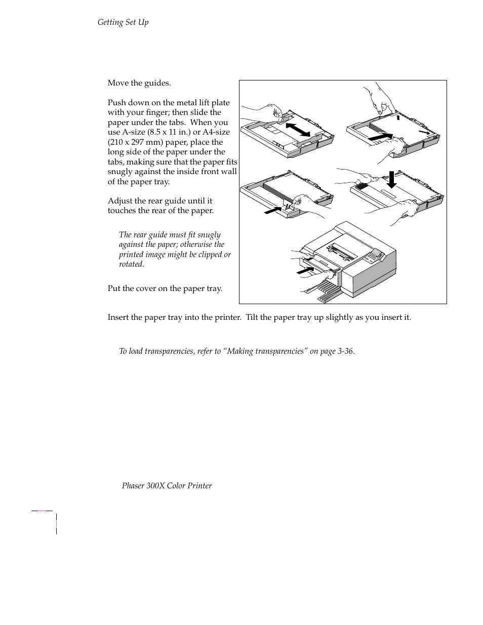 Loading paper, Loading paper 2-4 | Tektronix Phaser 300X User Manual | Page 18 / 175