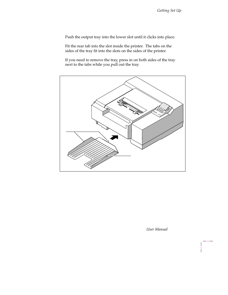 Installing the output tray, Installing the output tray 2-5 | Tektronix Phaser 300X User Manual | Page 19 / 175
