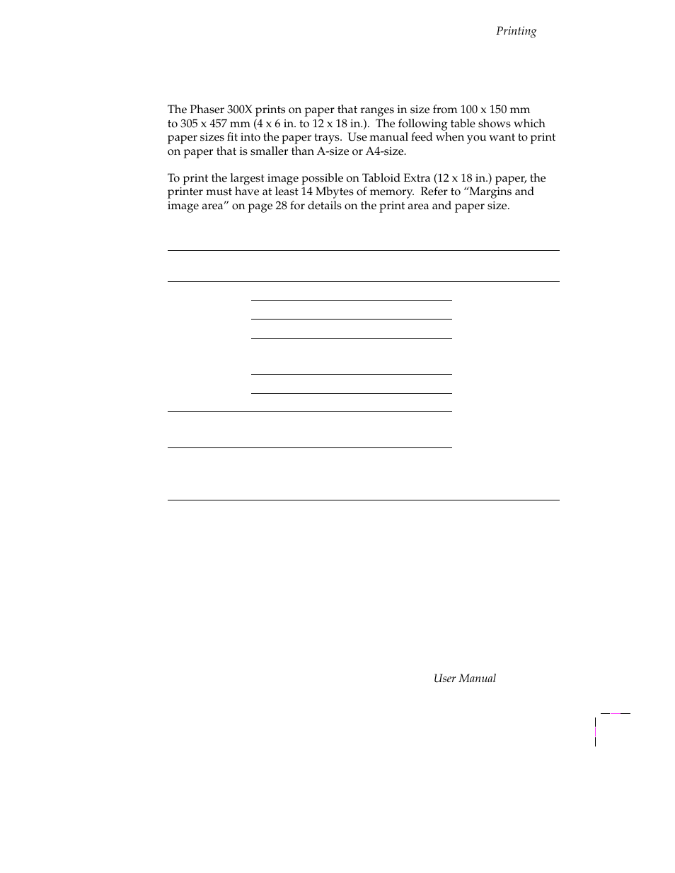 Size, Size 3-25 | Tektronix Phaser 300X User Manual | Page 58 / 175