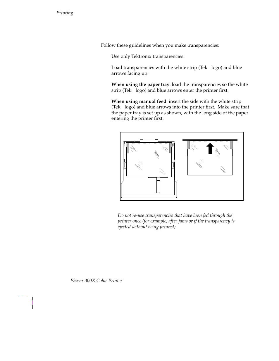 Making transparencies, Making transparencies 3-36 | Tektronix Phaser 300X User Manual | Page 69 / 175