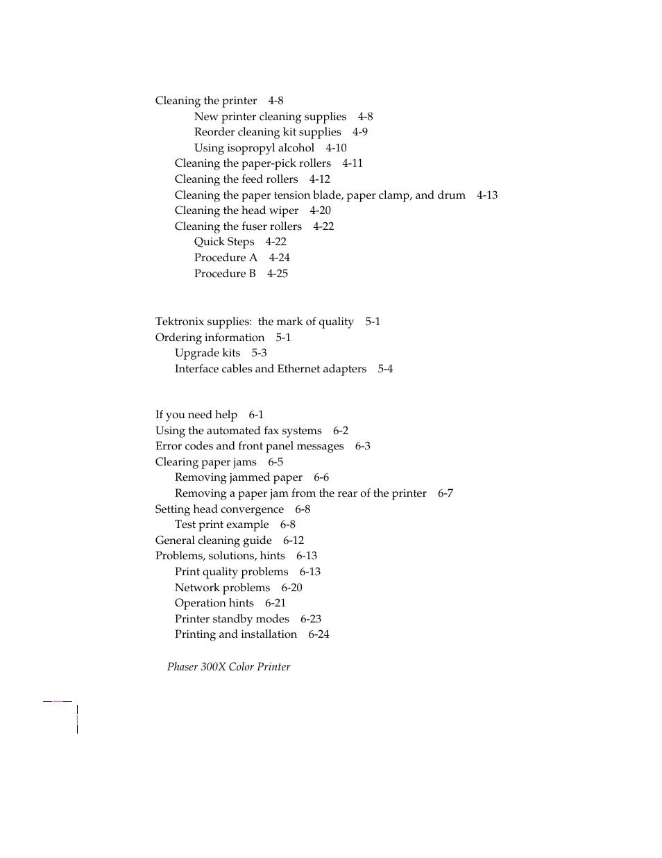 Tektronix Phaser 300X User Manual | Page 8 / 175
