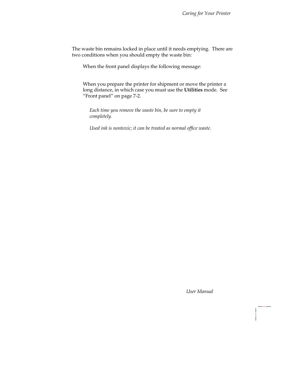 Emptying the waste bin, Emptying the waste bin 4-5 | Tektronix Phaser 300X User Manual | Page 81 / 175